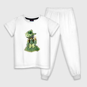 Детская пижама хлопок с принтом Девушка в Тюмени, 100% хлопок |  брюки и футболка прямого кроя, без карманов, на брюках мягкая резинка на поясе и по низу штанин
 | зеленый | клевер | цветы