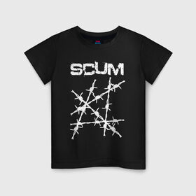 Детская футболка хлопок с принтом SCUM в Тюмени, 100% хлопок | круглый вырез горловины, полуприлегающий силуэт, длина до линии бедер | action | game | scum | tec1 | выживание | выжить | ресурсы | скам игра | тюремная