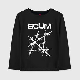 Детский лонгслив хлопок с принтом SCUM в Тюмени, 100% хлопок | круглый вырез горловины, полуприлегающий силуэт, длина до линии бедер | action | game | scum | tec1 | выживание | выжить | ресурсы | скам игра | тюремная