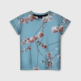 Детская футболка 3D с принтом Весна в Тюмени, 100% гипоаллергенный полиэфир | прямой крой, круглый вырез горловины, длина до линии бедер, чуть спущенное плечо, ткань немного тянется | весна | небо | сакура | свежесть | цветы