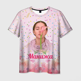 Мужская футболка 3D с принтом Манижа Manizha в Тюмени, 100% полиэфир | прямой крой, круглый вырез горловины, длина до линии бедер | Тематика изображения на принте: manizha | далеровна | душанбе | евровидение | евровидение 2021 | манижа | певица | таджикистан | хамраева