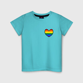 Детская футболка хлопок с принтом Радужное сердце  в Тюмени, 100% хлопок | круглый вырез горловины, полуприлегающий силуэт, длина до линии бедер | Тематика изображения на принте: много цветов | радуга | радужная | радужное сердце | разноцветная | разноцветный | сердечко | сердце | цвета радуги | цветная | цветной