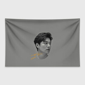 Флаг-баннер с принтом Ли Мин Хо Lee Min Ho в Тюмени, 100% полиэстер | размер 67 х 109 см, плотность ткани — 95 г/м2; по краям флага есть четыре люверса для крепления | lee min ho | автограф | дорамы | ли мин хо | песни | профиль | роли | фильмы | фото