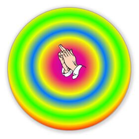 Коврик для мышки круглый с принтом bright print в Тюмени, резина и полиэстер | круглая форма, изображение наносится на всю лицевую часть | bright | молитва | радуга | руки | хиппи