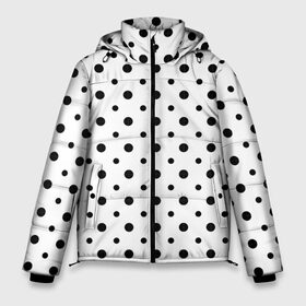 Мужская зимняя куртка 3D с принтом Точки черные на белом в Тюмени, верх — 100% полиэстер; подкладка — 100% полиэстер; утеплитель — 100% полиэстер | длина ниже бедра, свободный силуэт Оверсайз. Есть воротник-стойка, отстегивающийся капюшон и ветрозащитная планка. 

Боковые карманы с листочкой на кнопках и внутренний карман на молнии. | abstract | background | black | geometric | pattern | spot | texture | various | wrapping | горошек | крапинки | пятнаround | разные  узор | точки | черные