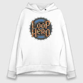 Женское худи Oversize хлопок с принтом Loop Hero лого в Тюмени, френч-терри — 70% хлопок, 30% полиэстер. Мягкий теплый начес внутри —100% хлопок | боковые карманы, эластичные манжеты и нижняя кромка, капюшон на магнитной кнопке | games | knight | logo | loop hero | magic | rogue like | russia | steam | sword | герой петли | игры | лого | магия | меч | рогалик | россия | рыцарь | стим