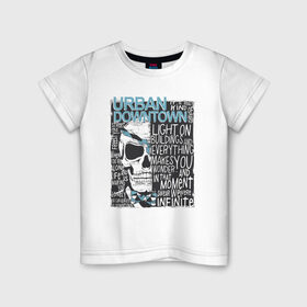 Детская футболка хлопок с принтом Череп Urban Downtown в Тюмени, 100% хлопок | круглый вырез горловины, полуприлегающий силуэт, длина до линии бедер | downtown | urban | абстракция | кости | скелет | чеперушка | череп