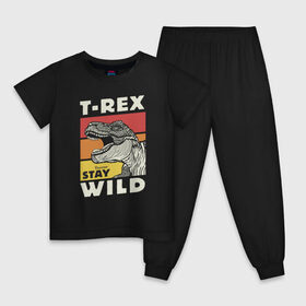 Детская пижама хлопок с принтом T-rex wild в Тюмени, 100% хлопок |  брюки и футболка прямого кроя, без карманов, на брюках мягкая резинка на поясе и по низу штанин
 | dino | t rex | wild | дино | динозавр | закат | зверь | хищник