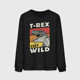 Мужской свитшот хлопок с принтом T-rex wild в Тюмени, 100% хлопок |  | dino | t rex | wild | дино | динозавр | закат | зверь | хищник