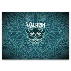 Поздравительная открытка с принтом Valheim в Тюмени, 100% бумага | плотность бумаги 280 г/м2, матовая, на обратной стороне линовка и место для марки
 | fantasy | mmo | valheim | valve | валхейм | вальхейм | викинги | выживалка | игра | королевская битва | ммо | ролевая игра | фэнтази