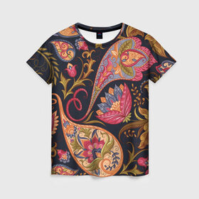 Женская футболка 3D с принтом РОСПИСЬ ЦВЕТАМИ в Тюмени, 100% полиэфир ( синтетическое хлопкоподобное полотно) | прямой крой, круглый вырез горловины, длина до линии бедер | астры | герберы | паттерн | розы | тюльпаны | узоры | цветы