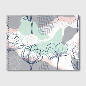 Альбом для рисования с принтом Цветы в Тюмени, 100% бумага
 | матовая бумага, плотность 200 мг. | flowers | герберы | контур | легкие | лилии | мягкие | роза | ромашка | тренд | цветы