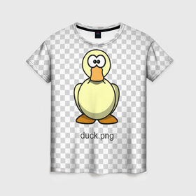 Женская футболка 3D с принтом Утка PNG на прозрачном фоне в Тюмени, 100% полиэфир ( синтетическое хлопкоподобное полотно) | прямой крой, круглый вырез горловины, длина до линии бедер | duck | png | transparent | мультяшка | пнг | прозрачный | смешной | утка