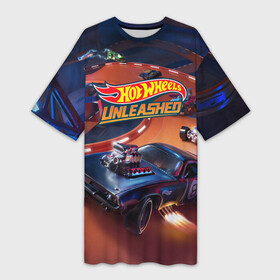 Платье-футболка 3D с принтом Hot Wheels Unleashed в Тюмени,  |  | auto | avto | car | game | hot | hotweels | race | weels | wheels | авто | автоспорт | гонки | игра | игрушка | машина | модель | хот вилс