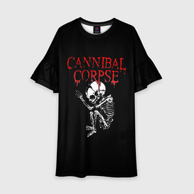 Детское платье 3D с принтом Cannibal Corpse | 1 в Тюмени, 100% полиэстер | прямой силуэт, чуть расширенный к низу. Круглая горловина, на рукавах — воланы | band | cannibal corpse | metal | music | rock | атрибутика | группа | метал | музыка | рок