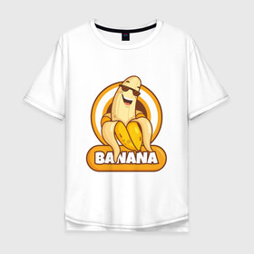 Мужская футболка хлопок Oversize с принтом Банан в Тюмени, 100% хлопок | свободный крой, круглый ворот, “спинка” длиннее передней части | banana | fruit | банан | желтый | фрукт