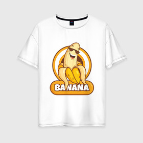 Женская футболка хлопок Oversize с принтом Банан в Тюмени, 100% хлопок | свободный крой, круглый ворот, спущенный рукав, длина до линии бедер
 | banana | fruit | банан | желтый | фрукт