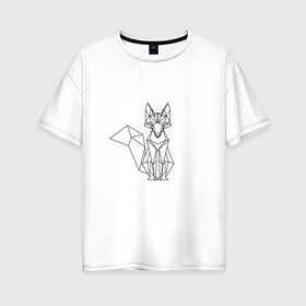 Женская футболка хлопок Oversize с принтом Лиса оригами в Тюмени, 100% хлопок | свободный крой, круглый ворот, спущенный рукав, длина до линии бедер
 | геометрическая лиса | кицунэ | лиса | лисичка | оригами | рыжая