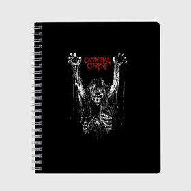 Тетрадь с принтом Cannibal Corpse в Тюмени, 100% бумага | 48 листов, плотность листов — 60 г/м2, плотность картонной обложки — 250 г/м2. Листы скреплены сбоку удобной пружинной спиралью. Уголки страниц и обложки скругленные. Цвет линий — светло-серый
 | Тематика изображения на принте: cannibal corpse | kreator | punk rock | slayer | sodom | анархия | блэк метал | гаражный рок | гранж | дэт метал | металл | панк рок | рок музыка | рок н ролл | рокер | треш метал | труп каннибал | тяжелый рок | хард рок