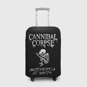 Чехол для чемодана 3D с принтом Cannibal Corpse в Тюмени, 86% полиэфир, 14% спандекс | двустороннее нанесение принта, прорези для ручек и колес | cannibal corpse | kreator | punk rock | slayer | sodom | анархия | блэк метал | гаражный рок | гранж | дэт метал | металл | панк рок | рок музыка | рок н ролл | рокер | треш метал | труп каннибал | тяжелый рок | хард рок