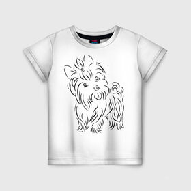 Детская футболка 3D с принтом йорк в Тюмени, 100% гипоаллергенный полиэфир | прямой крой, круглый вырез горловины, длина до линии бедер, чуть спущенное плечо, ткань немного тянется | Тематика изображения на принте: dog | гав | животные | йорк | йоркширский терьер | милота | собака | собачка | терьер | фауна | хвостик | щенок | язык