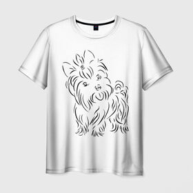 Мужская футболка 3D с принтом йорк в Тюмени, 100% полиэфир | прямой крой, круглый вырез горловины, длина до линии бедер | dog | гав | животные | йорк | йоркширский терьер | милота | собака | собачка | терьер | фауна | хвостик | щенок | язык