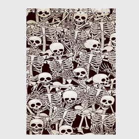 Скетчбук с принтом Skeleton в Тюмени, 100% бумага
 | 48 листов, плотность листов — 100 г/м2, плотность картонной обложки — 250 г/м2. Листы скреплены сверху удобной пружинной спиралью | арт | графика | скелеты | ужасы | черепа