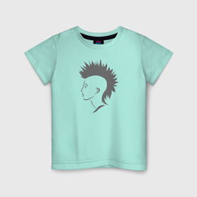 Детская футболка хлопок с принтом ирокез в Тюмени, 100% хлопок | круглый вырез горловины, полуприлегающий силуэт, длина до линии бедер | punk | волосы | девушка | ирокез | красивая | лицо | панк | протест | профиль | рок | свобода | эпатаж
