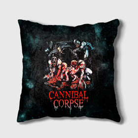 Подушка 3D с принтом Cannibal Corpse в Тюмени, наволочка – 100% полиэстер, наполнитель – холлофайбер (легкий наполнитель, не вызывает аллергию). | состоит из подушки и наволочки. Наволочка на молнии, легко снимается для стирки | canibal corpse | cannibal corpse | death metal | группы | дэт метал | канибал корпс | метал | рок