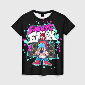 Женская футболка 3D с принтом Friday Night Funkin в Тюмени, 100% полиэфир ( синтетическое хлопкоподобное полотно) | прямой крой, круглый вырез горловины, длина до линии бедер | friday night funk | friday night funkin | the boyfriend | бойфренд | игры
