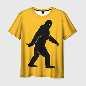 Мужская футболка 3D с принтом Йети в Тюмени, 100% полиэфир | прямой крой, круглый вырез горловины, длина до линии бедер | Тематика изображения на принте: bigfoot | yeti | бигфут | горилла | йети | обезьяна | силуэт