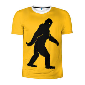 Мужская футболка 3D спортивная с принтом Йети в Тюмени, 100% полиэстер с улучшенными характеристиками | приталенный силуэт, круглая горловина, широкие плечи, сужается к линии бедра | bigfoot | yeti | бигфут | горилла | йети | обезьяна | силуэт