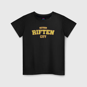 Детская футболка хлопок с принтом SKYRIM - RIFTEN CITY в Тюмени, 100% хлопок | круглый вырез горловины, полуприлегающий силуэт, длина до линии бедер | riften | skyrim | tes | varsity | видеоигры | рифтен | скайрим