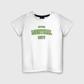 Детская футболка хлопок с принтом SKYRIM - MORTHAL CITY в Тюмени, 100% хлопок | круглый вырез горловины, полуприлегающий силуэт, длина до линии бедер | morthal | skyrim | tes | varsity | видеоигры | морфал | скайрим
