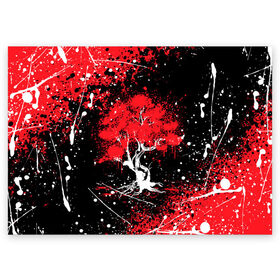Поздравительная открытка с принтом САКУРА | SAKURA | ВИШНЯ в Тюмени, 100% бумага | плотность бумаги 280 г/м2, матовая, на обратной стороне линовка и место для марки
 | chery | colors | flowers | japan | paints | roses | sakura | брызги | вишня | краски | растения | розы | ромашка | сакура | тюльпаны | цветы | цветы сакуры | япония