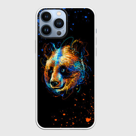 Чехол для iPhone 13 Pro Max с принтом КРАСОЧНАЯ ПАНДА в Тюмени,  |  | blue | colors | orange | paints | panda | брызги | краски | медведь | панда