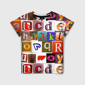 Детская футболка 3D с принтом Английские буквы # 2 в Тюмени, 100% гипоаллергенный полиэфир | прямой крой, круглый вырез горловины, длина до линии бедер, чуть спущенное плечо, ткань немного тянется | english | the letters | английский | буква | буквы