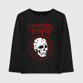 Детский лонгслив хлопок с принтом CANNIBAL CORPSE в Тюмени, 100% хлопок | круглый вырез горловины, полуприлегающий силуэт, длина до линии бедер | cannibal corpse | evisceration plague | hammer smashed face. | violence unimagined | дэт метал | музыка | рок | труп каннибала