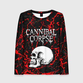 Женский лонгслив 3D с принтом CANNIBAL CORPSE в Тюмени, 100% полиэстер | длинные рукава, круглый вырез горловины, полуприлегающий силуэт | cannibal corpse | evisceration plague | hammer smashed face. | violence unimagined | дэт метал | музыка | рок | труп каннибала