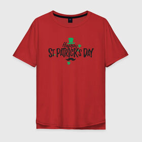 Мужская футболка хлопок Oversize с принтом ST.Patrick в Тюмени, 100% хлопок | свободный крой, круглый ворот, “спинка” длиннее передней части | saint patricks day | арт | графика | март | патрик | святой патрик