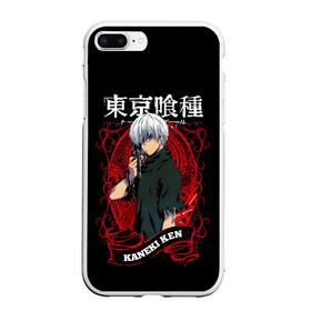 Чехол для iPhone 7Plus/8 Plus матовый с принтом Kaneki Ken с красным узором в Тюмени, Силикон | Область печати: задняя сторона чехла, без боковых панелей | anime | kaneki ken | tokyo ghoul | tokyo ghoul: re | аниме | анимэ | гули | джузо сузуя | канеки кен | кузен йошимура | наки | нишики нишио | ре | ренджи йомо | ризе камиширо | токийский гуль | тоука киришима | ута