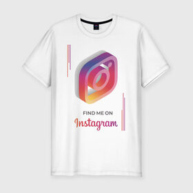 Мужская футболка хлопок Slim с принтом Инстаграм / Instagram в Тюмени, 92% хлопок, 8% лайкра | приталенный силуэт, круглый вырез ворота, длина до линии бедра, короткий рукав | facebook | instagram | инста | инстаграм | платформа | приложение | редактор фотографий | социальная сеть | соцсеть
