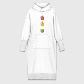Платье удлиненное хлопок с принтом Перцы в Тюмени,  |  | chili | green pepper | hot | red pepper | yellow pepper | жгучий | желтый | зеленый | красный | перцы | светофор | чили