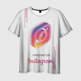 Мужская футболка 3D с принтом Инстаграм / Instagram в Тюмени, 100% полиэфир | прямой крой, круглый вырез горловины, длина до линии бедер | facebook | instagram | инста | инстаграм | платформа | приложение | редактор фотографий | социальная сеть | соцсеть