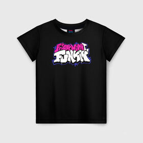 Детская футболка 3D с принтом Friday Night Funkin в Тюмени, 100% гипоаллергенный полиэфир | прямой крой, круглый вырез горловины, длина до линии бедер, чуть спущенное плечо, ткань немного тянется | fnf | friday night funkin | детская | красочная | подростки | розово белое лого | розовое лого | фрайдэй найт функин