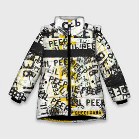 Зимняя куртка для девочек 3D с принтом LIL PEEP Vintage Graffiti Wall в Тюмени, ткань верха — 100% полиэстер; подклад — 100% полиэстер, утеплитель — 100% полиэстер. | длина ниже бедра, удлиненная спинка, воротник стойка и отстегивающийся капюшон. Есть боковые карманы с листочкой на кнопках, утяжки по низу изделия и внутренний карман на молнии. 

Предусмотрены светоотражающий принт на спинке, радужный светоотражающий элемент на пуллере молнии и на резинке для утяжки. | Тематика изображения на принте: baby | bart | bird | cry | cry baby | cry dead smile | crybaby | gucci gang | lil peep | lil prince | logobombing | love | pattern | pink | граффити | гуччи | зарубежная музыка | лил пип | логобомбинг | любовь | маленький принц | малыш | патт