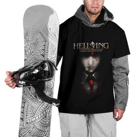 Накидка на куртку 3D с принтом Хелсинг в Тюмени, 100% полиэстер |  | алукард | аниме | вампир | крест | кровь | манга | хеллсинг | хелсинг