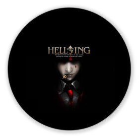 Коврик для мышки круглый с принтом Хелсинг в Тюмени, резина и полиэстер | круглая форма, изображение наносится на всю лицевую часть | алукард | аниме | вампир | крест | кровь | манга | хеллсинг | хелсинг