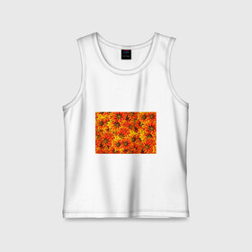 Детская майка хлопок с принтом ЦВЕТОЧНЫЙ ОРНАМЕНТ в Тюмени,  |  | flower | orange | pattern | девушкам | лепестки | оранжевый | орнамент | растения | текстуры | цветы