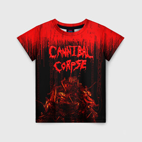 Детская футболка 3D с принтом CANNIBAL CORPSE в Тюмени, 100% гипоаллергенный полиэфир | прямой крой, круглый вырез горловины, длина до линии бедер, чуть спущенное плечо, ткань немного тянется | blood | cannibal corpse | death metal | grunge | hardcore | music | punk | rock | usa | группа | канибал | кровь | метал | музыка | рок | сша | труп